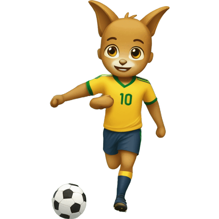 Raposa correndo atrás de uma galinha dentro de campo de futebol emoji