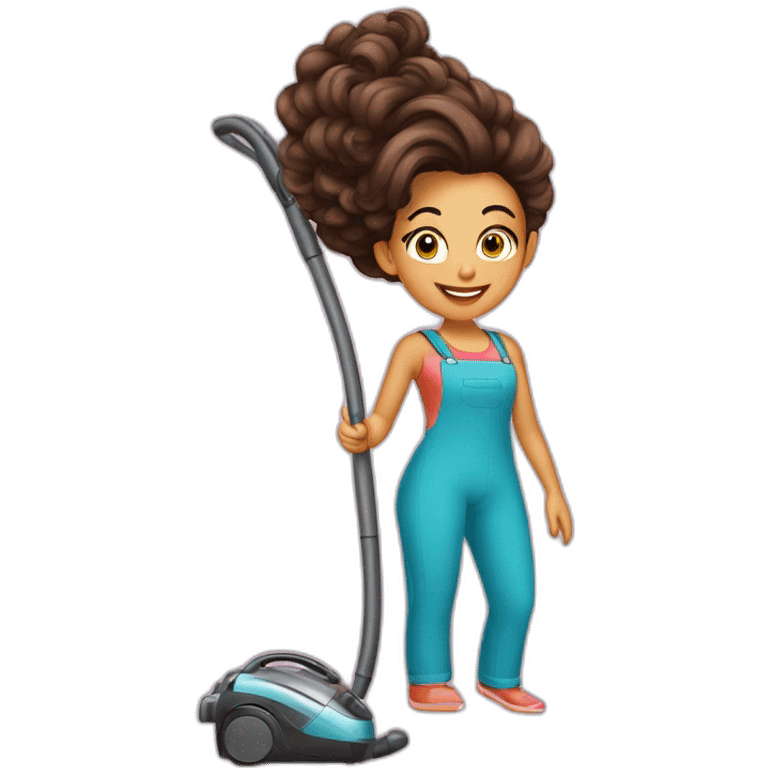 a Moroccan curvyhair do the housework vacuum cleaner emoji