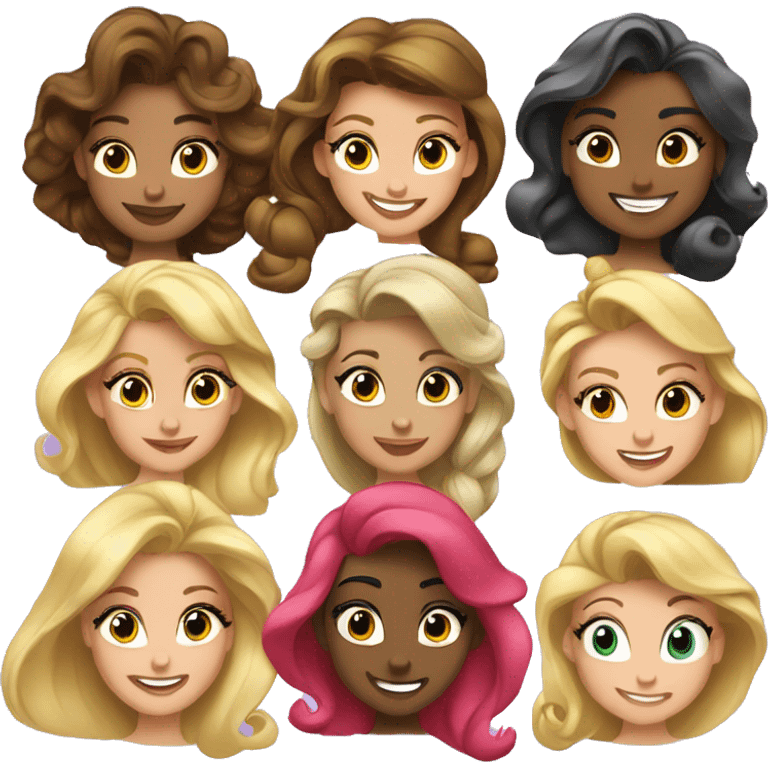 Todas las princesas de Disney abrazdas emoji