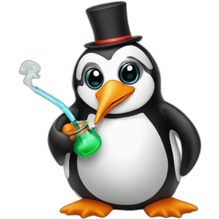 Penguin with hookah emoji