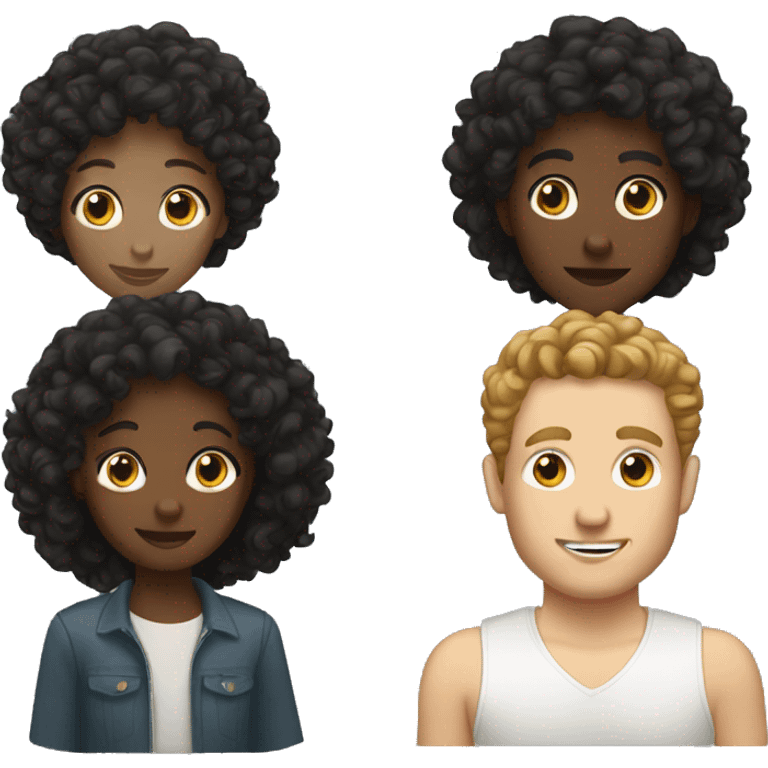 Couple white man black woman curly hair emoji