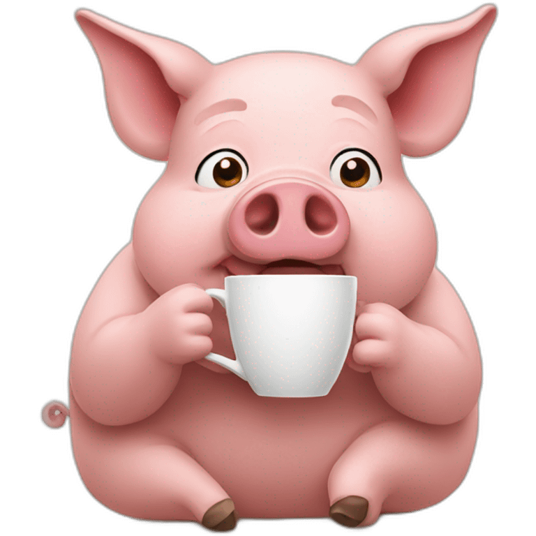 pig drinks coffee  emoji