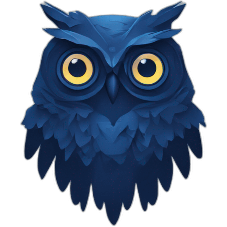 design mockup owl icon logo, in the style of nightscape, mountainous vistas, frostpunk, fantasy illustration, dark blue, psychological phenomena illustrations, mono-ha emoji