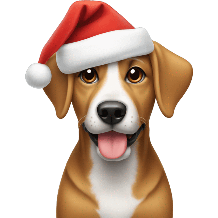 Dog wearing a christmas hat emoji