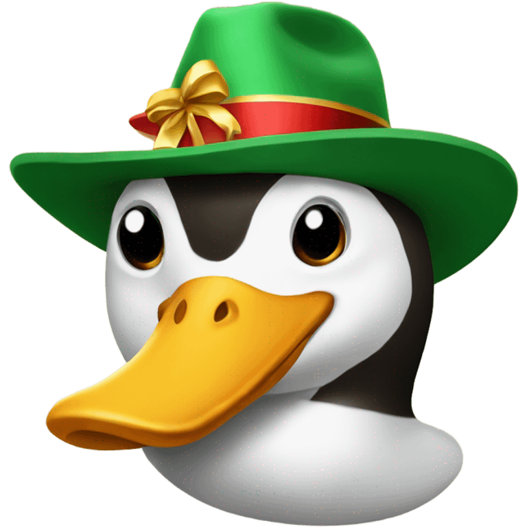 Pato con sombrero navideño emoji