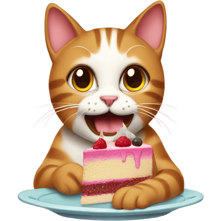 Cat eating cake emoji