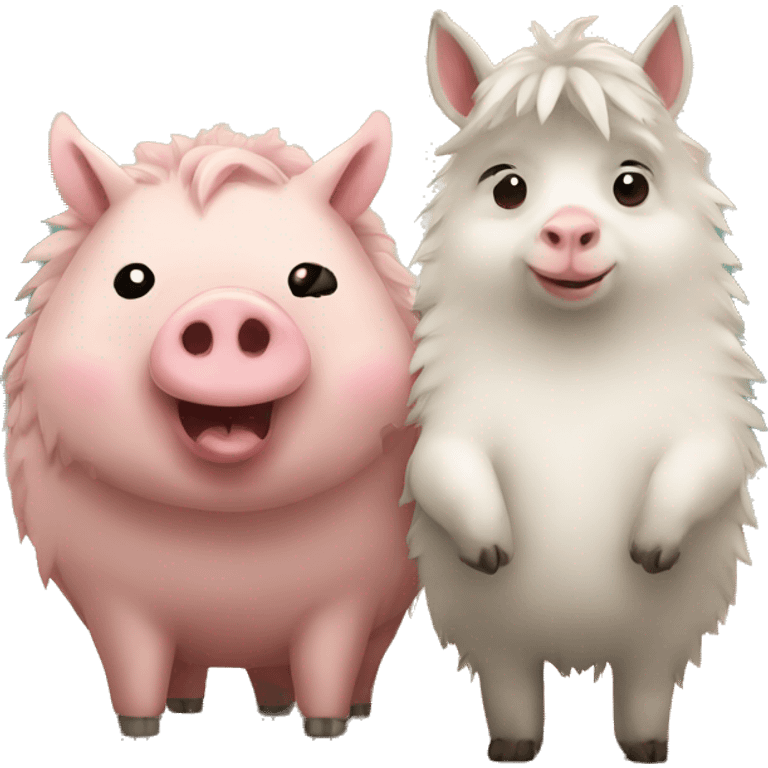 fat pig llama and hedgehog emoji