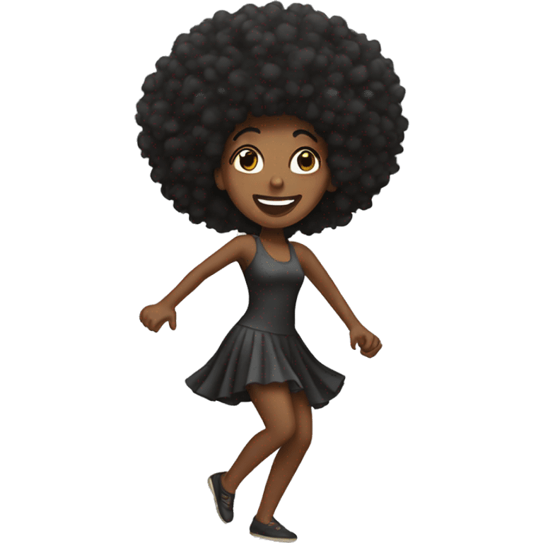 Black woman with Afro dancing emoji