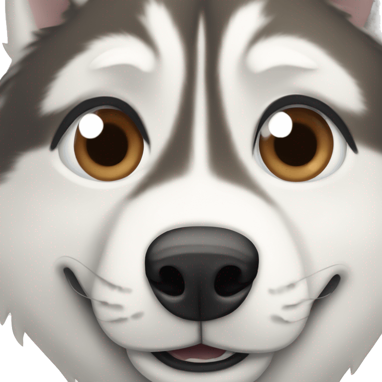 Husky with one eye blue and one brown eye emoji