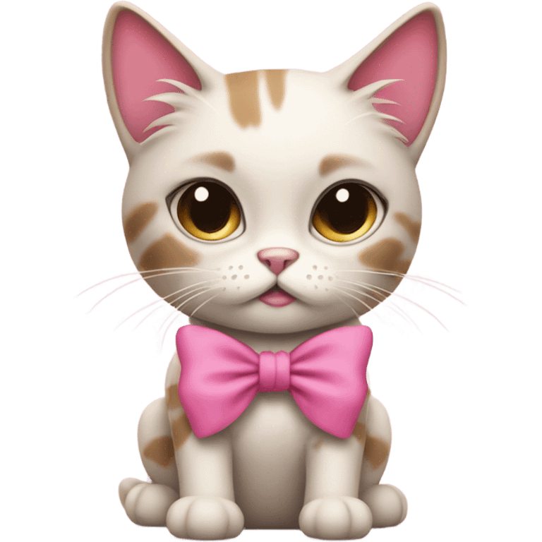 Rag doll cat looking sassy with a pink bow on each ear  emoji