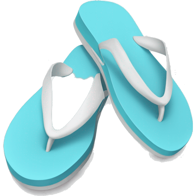 Realistic light blue pair of summer flip flops isolated. emoji