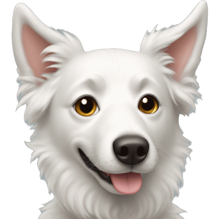 White Mudi dog with pointy ears emoji