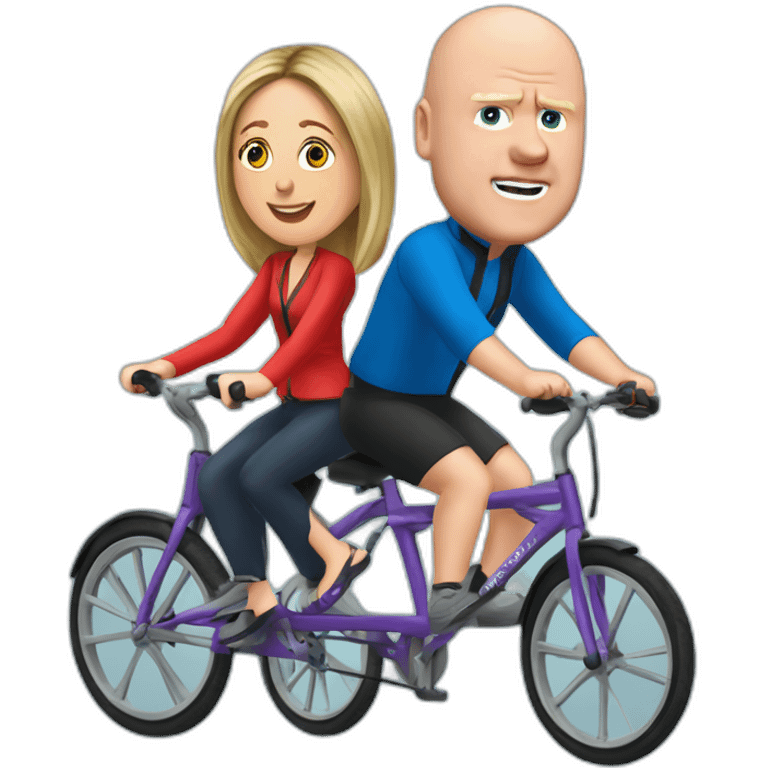 Victoria Coren-Mitchell and Phil Mitchell riding a tandem bike emoji