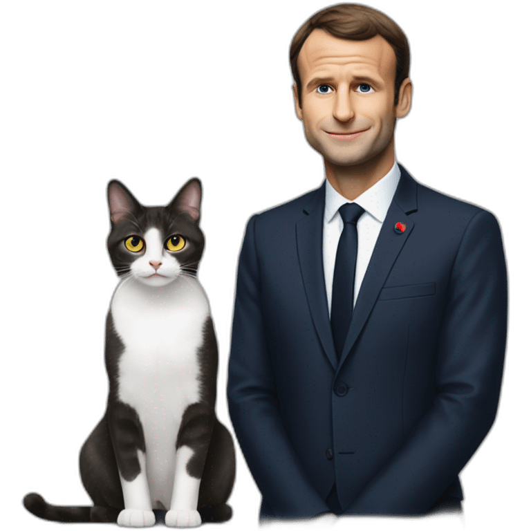 Macron et un chat emoji