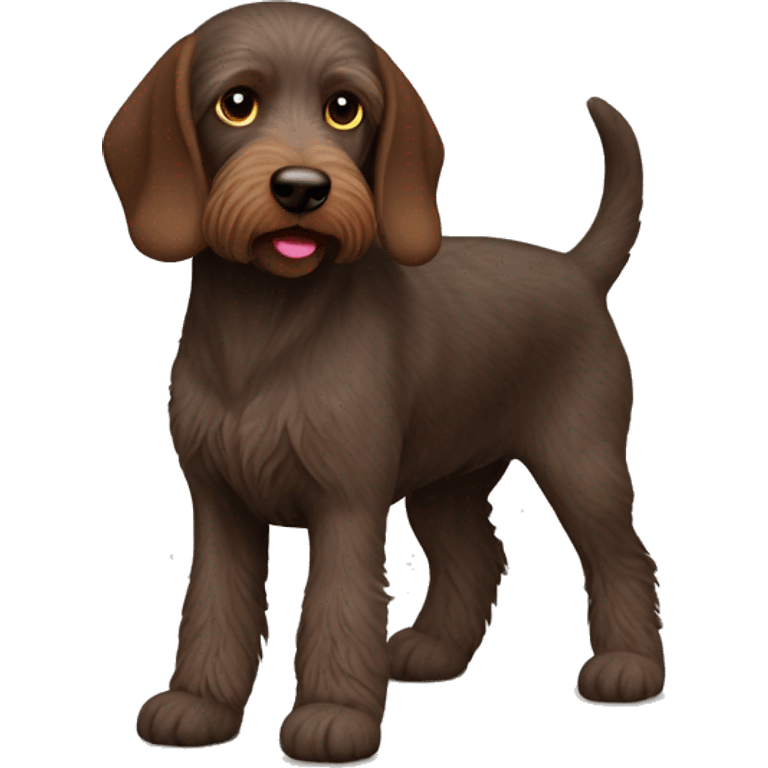 Solid brown German wirehair dog hunting emoji