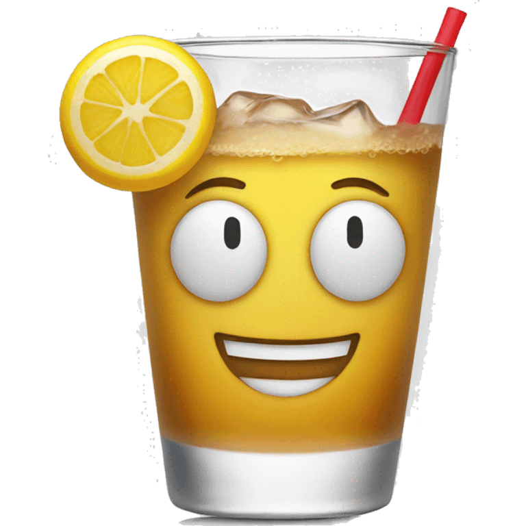 Happy face with a drink emoji