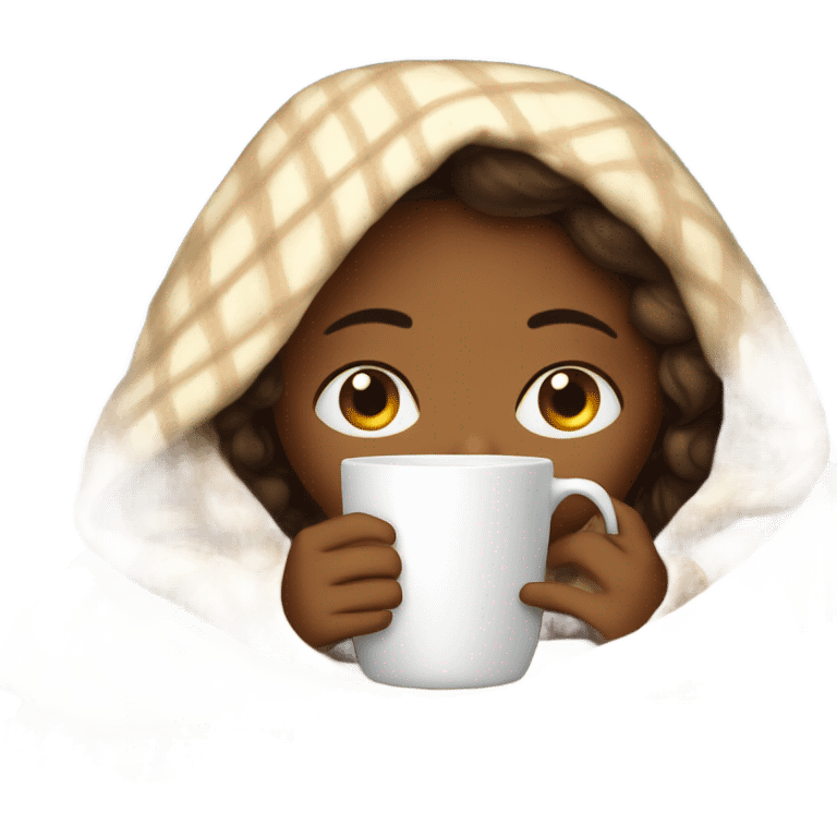 girl inside a blanket sipping coffee eyes closed emoji