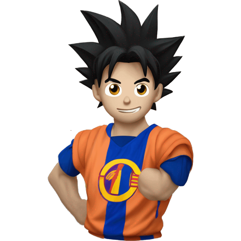 Goku abrazado con Messi  emoji