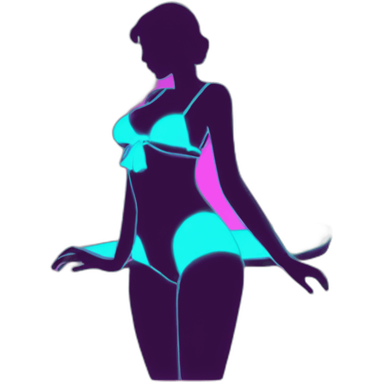 Sexy silhouette non-gender model bathing suit neon sign emoji