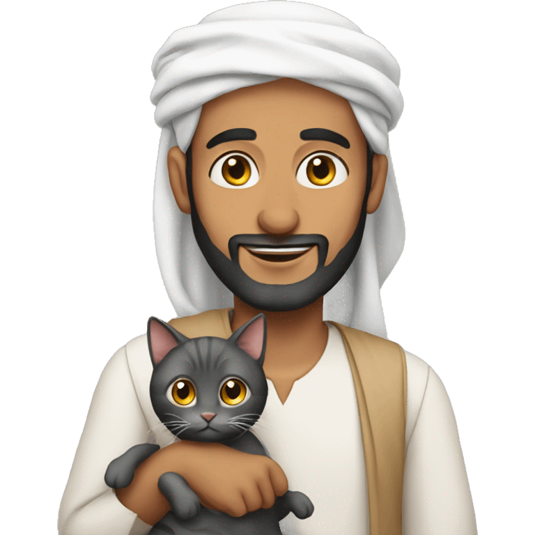 Arab man with cat emoji