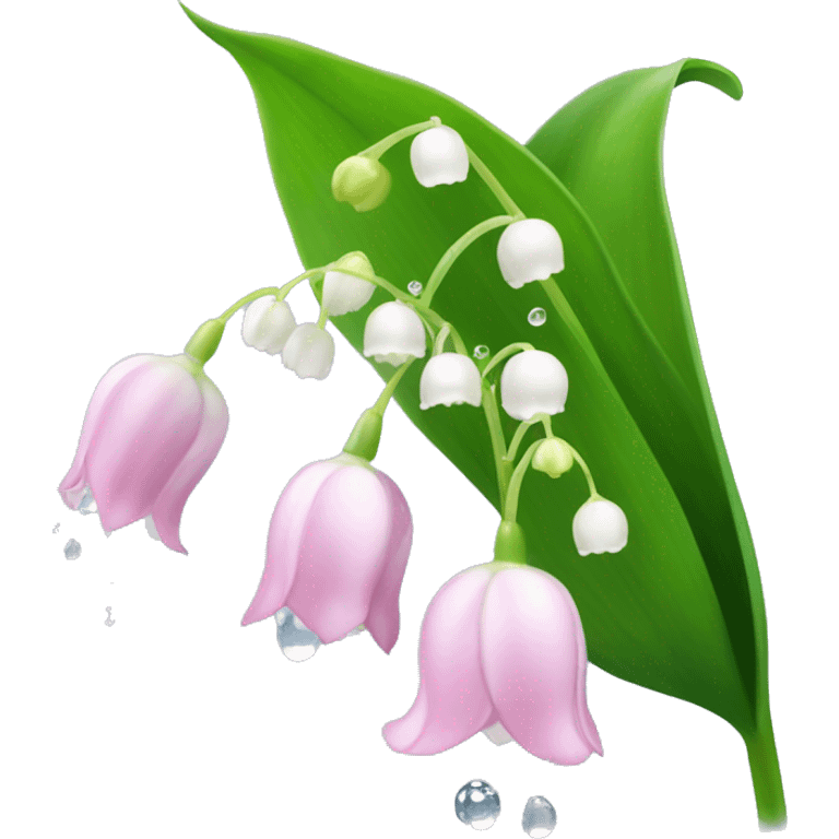 Baby pink Lily of the valley flower with clear water droplets on the flower  emoji