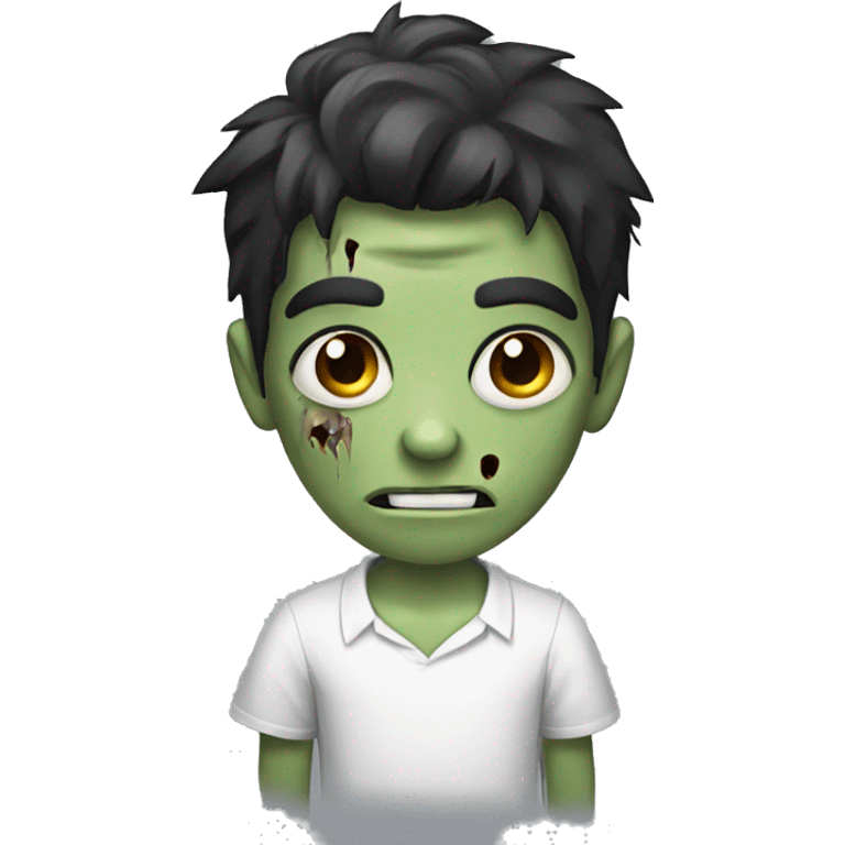 boy zombie with dark hair and white shirt emoji