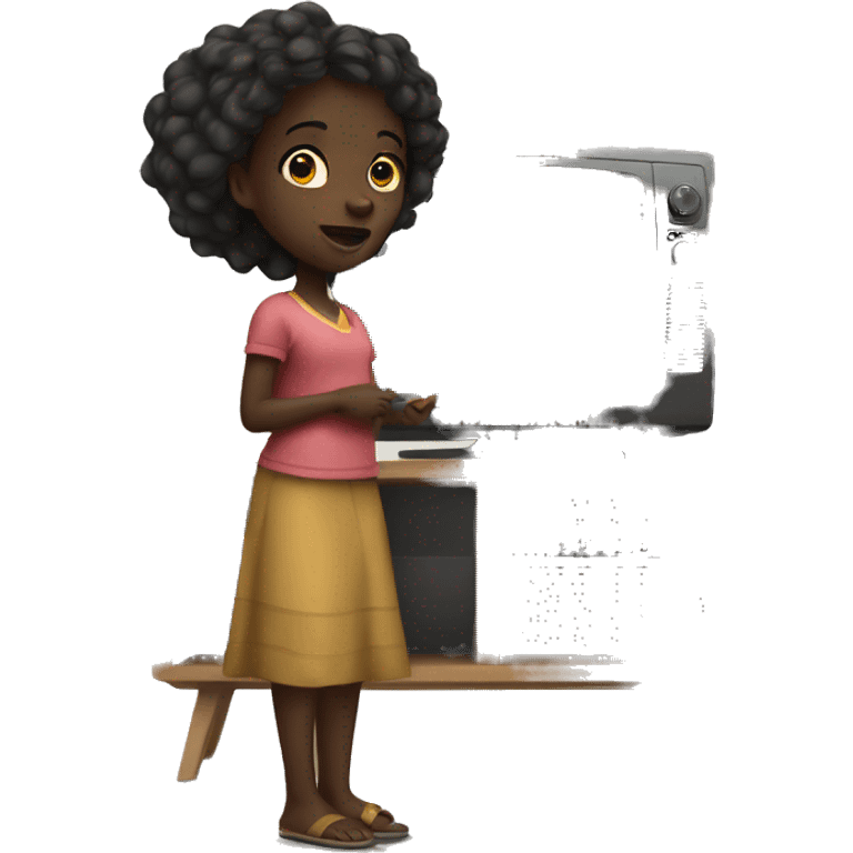  african girl watching television emoji