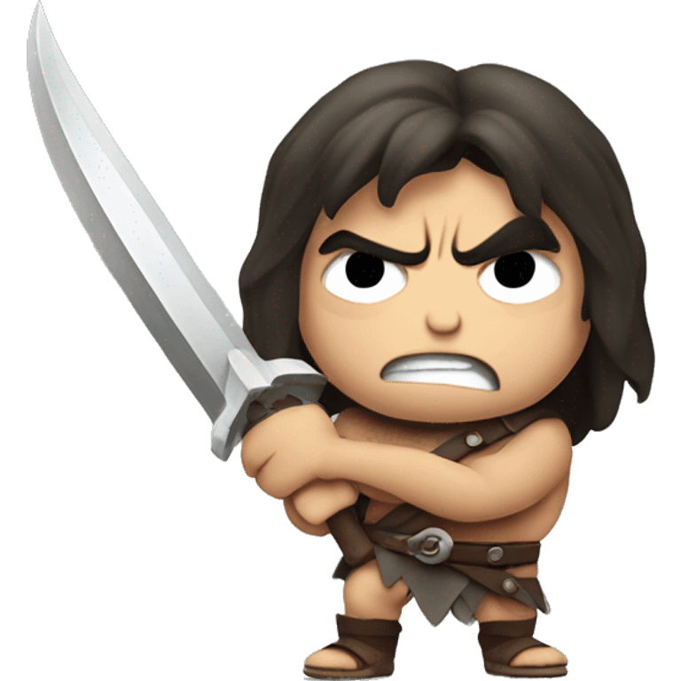 angry conan the barbarian holding sword emoji