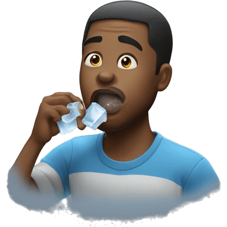 Black man eating ice cube emoji