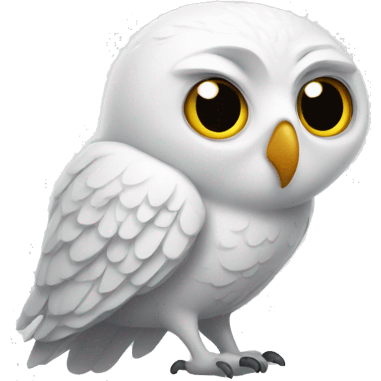 A white owl with a letter in its beak. emoji