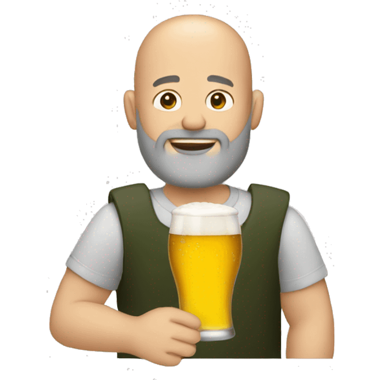 a bald and bearded man drinking beer  emoji