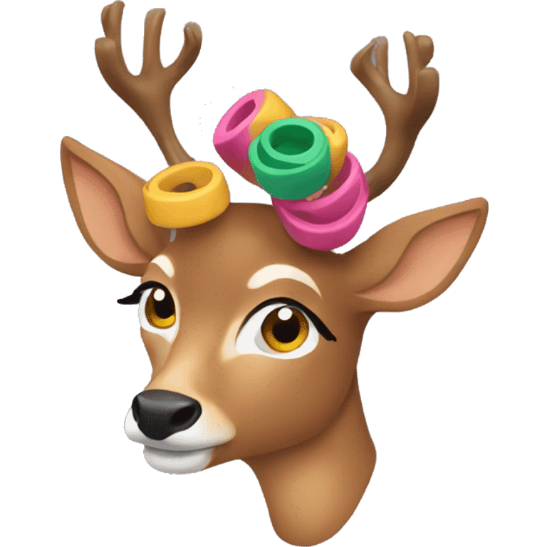 
deer with curlers emoji