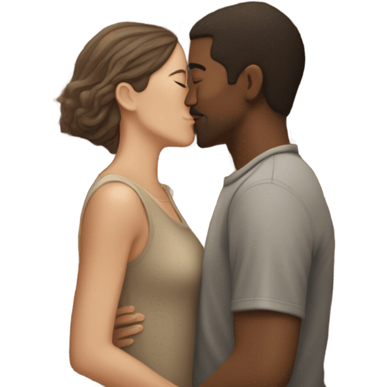 White man kissing brown-skinned woman’s esr emoji