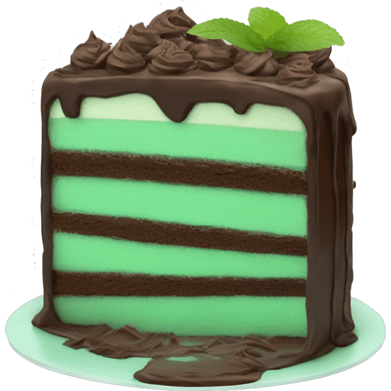 Realistic mint chocolate layered cake emoji