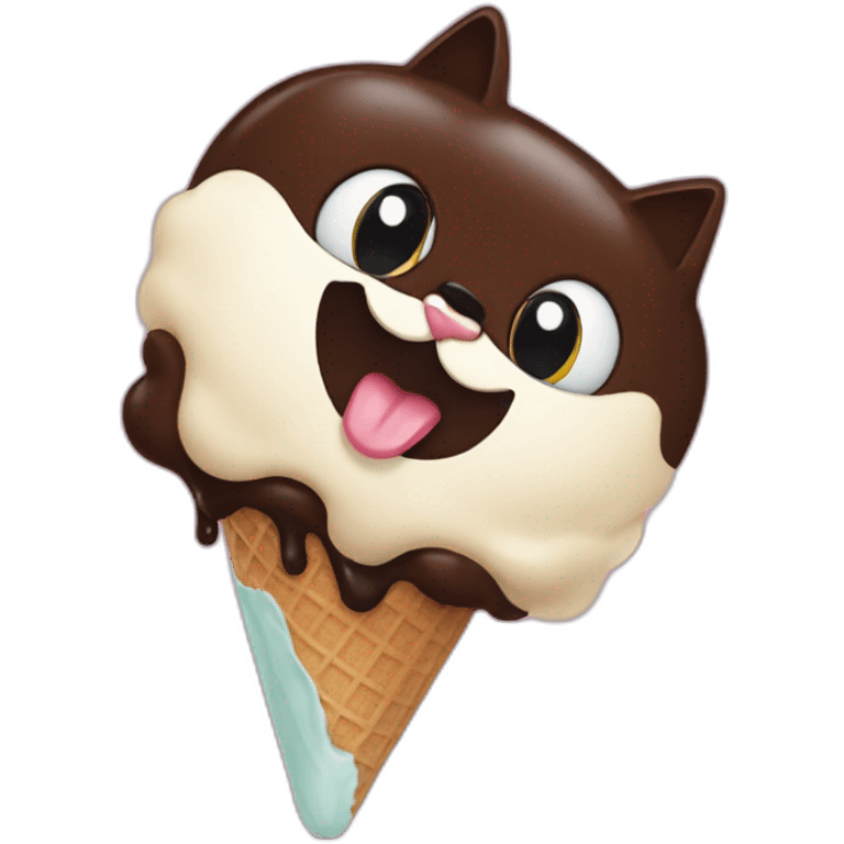 a-cat-eating-black-chocolate-shaving-icecream emoji