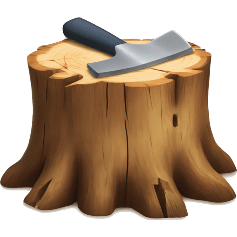 wood stump with axe cutting into it emoji