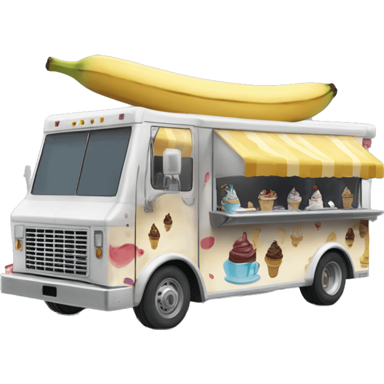 Side view mandalorian 20 foot long banana split Ice Cream Truck  emoji