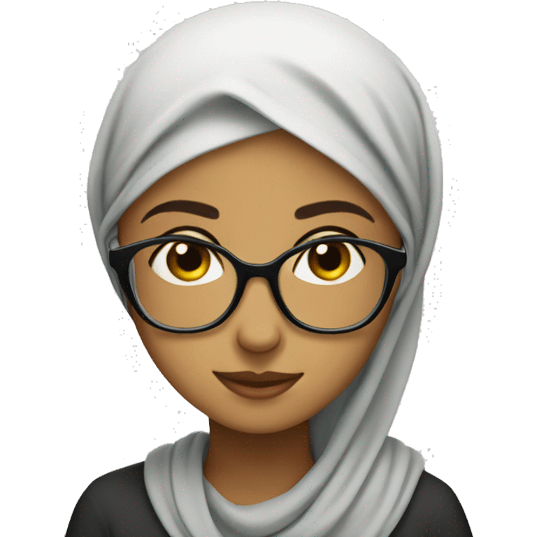 Muslim girl with glasses and funny emoji