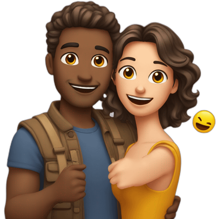 deux amis faisant un selfie emoji