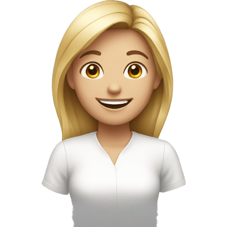 happy girl in white shirt emoji