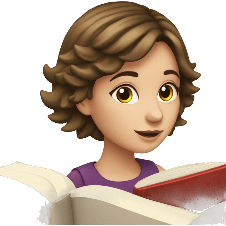 european girl reading book emoji