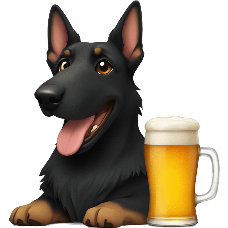 black german shepherd and dachshund with beer emoji