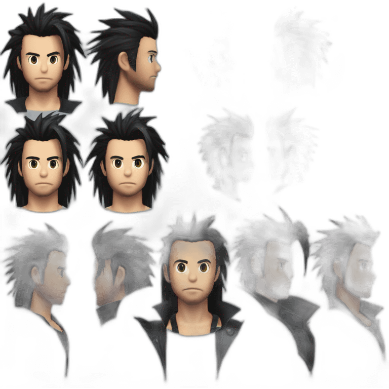 Final Fantasy 7 Zack Fair hair black no barber emoji