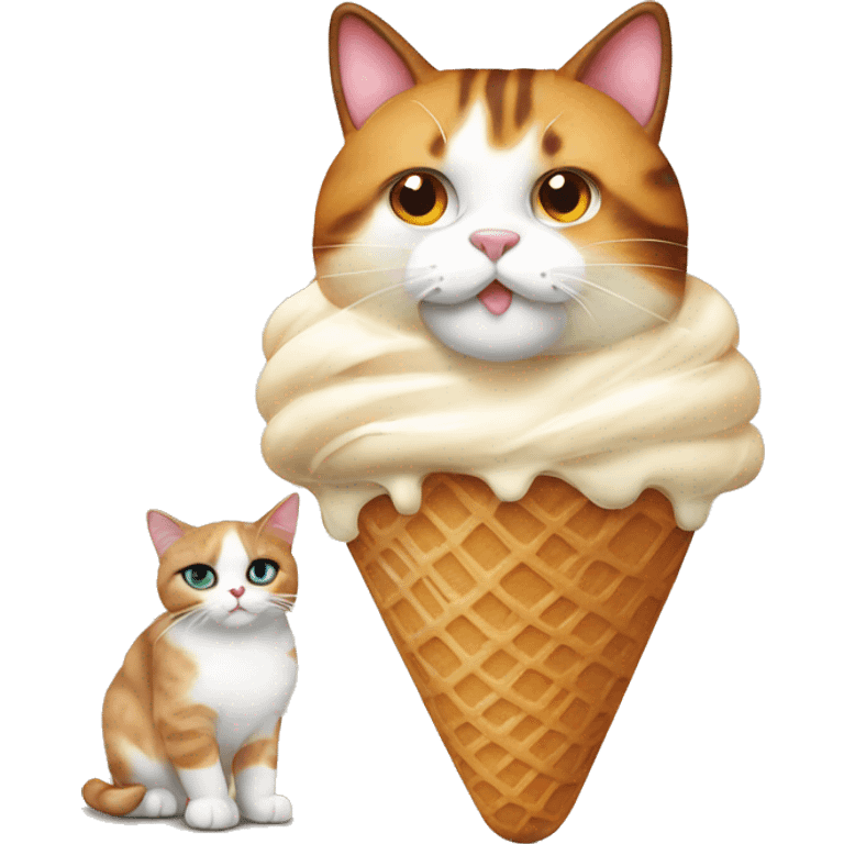 Icecream with fat calico cat emoji