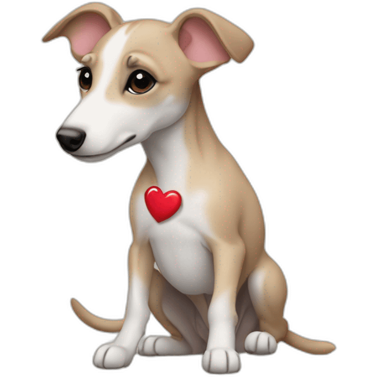 beige whippet puppy with heart emoji