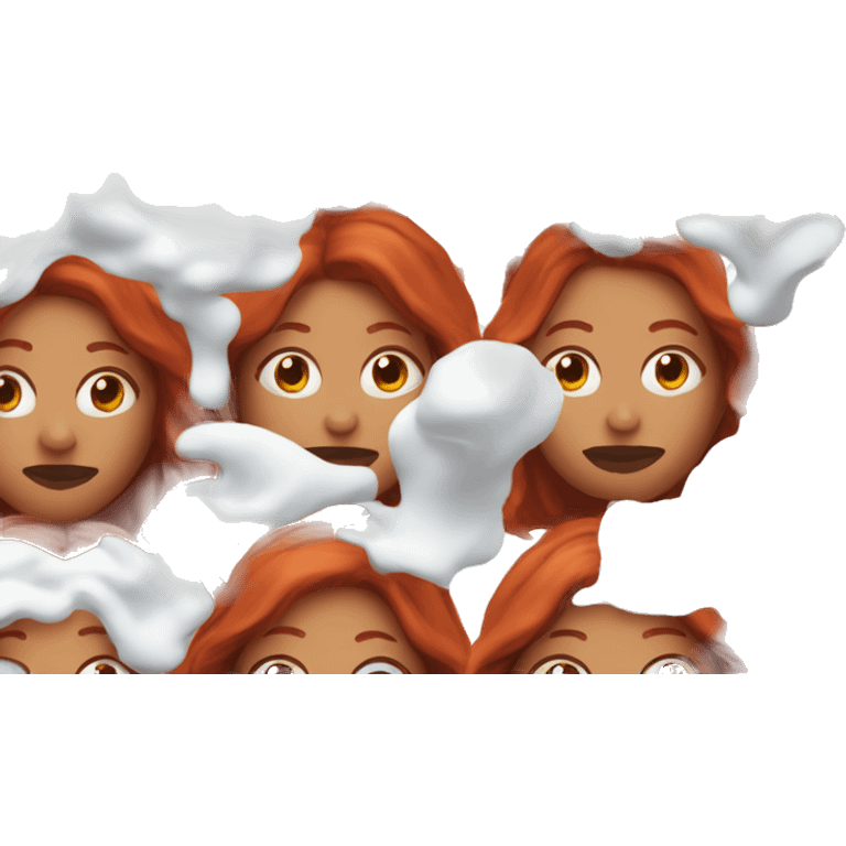 Red hair Woman with shaving cream on her face emoji