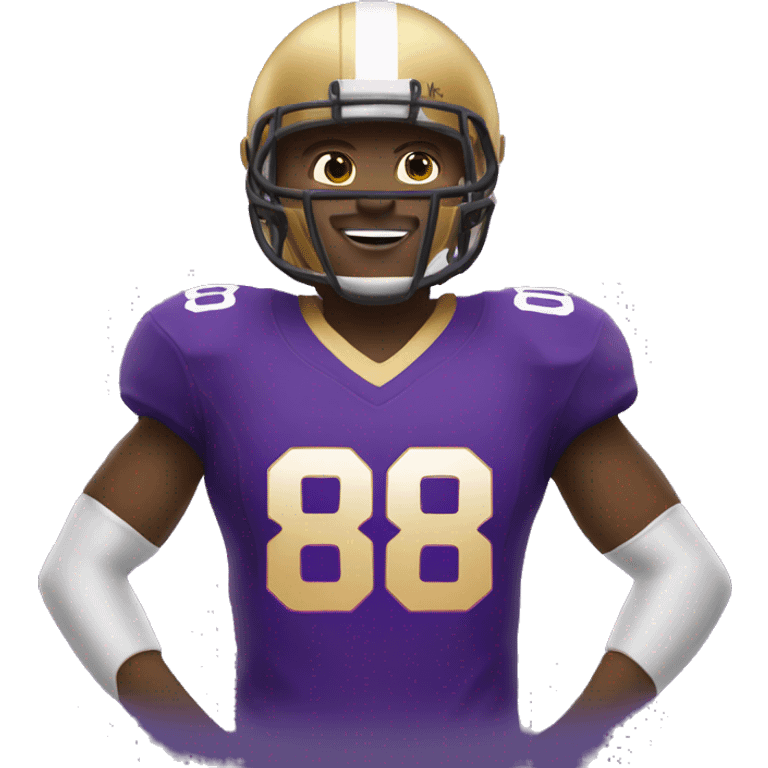 american-football-player-purple-and-gold-jersey-number-8 emoji