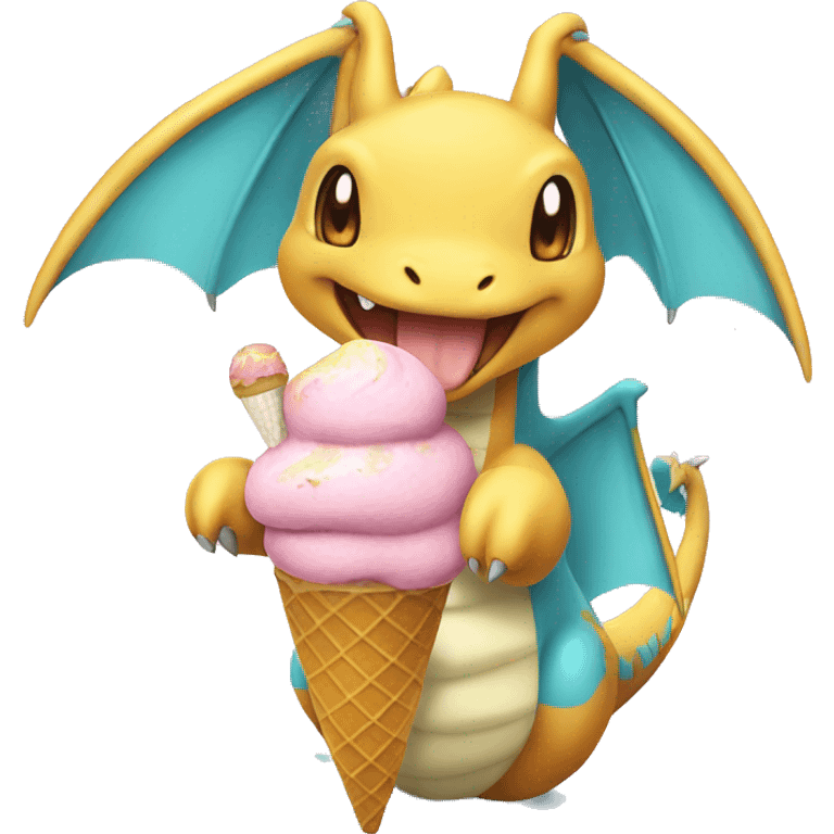 Pokemon dragonite with ice cream emoji