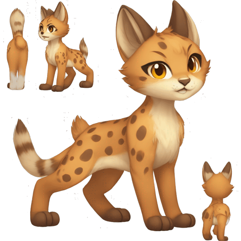 Anthro Beige-Orange-Brown Spotted Fur-Sona-Fakemon Lynx-Caracal Full Body emoji