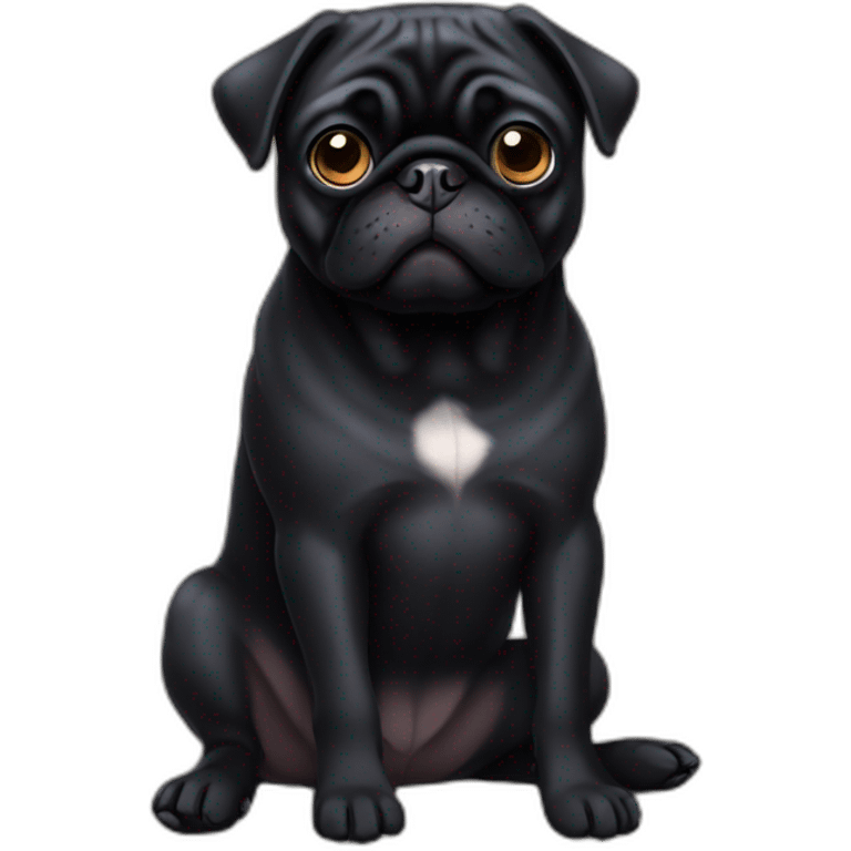 Black Pug whole body emoji